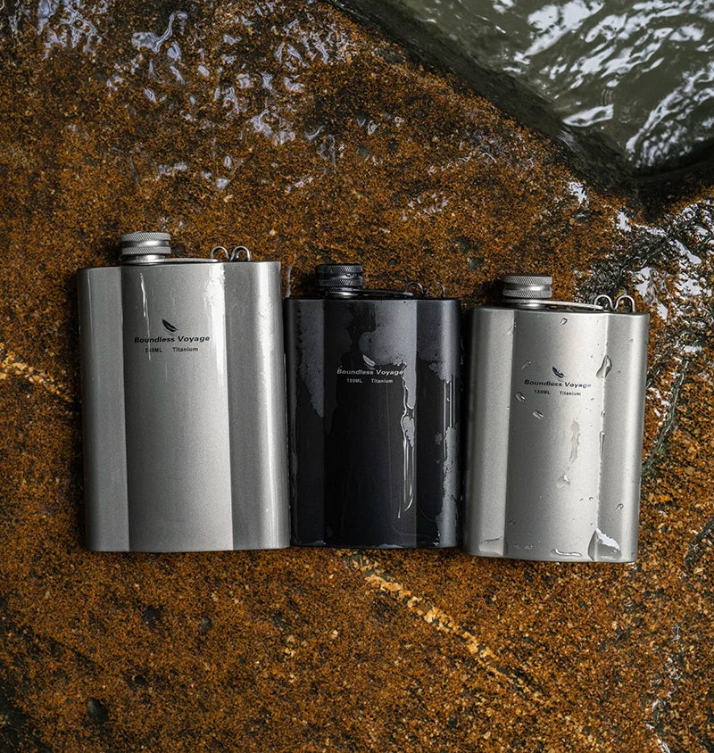 Фляжка Boundless Voyage Titanium Hip Flask 180 мл / 240 мл, ультралегкая, маленькая бутылка для ликера
