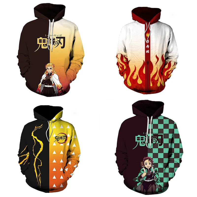 Anime Demon Slayer Kimetsu No Yaiba 3D Hoodies Men Fashion Long Sleeve Sweatshirts Women Casual