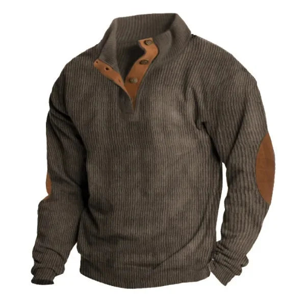 Men s Outdoor Jacket 3D Digital Print Casual Collar Long Sleeve Four Button Sweatshirt Loose Fit
