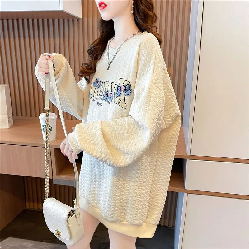 Hoodie Women s Korean Version Loose and Versatile Jacquard Design Lazy Style Thin Jacket