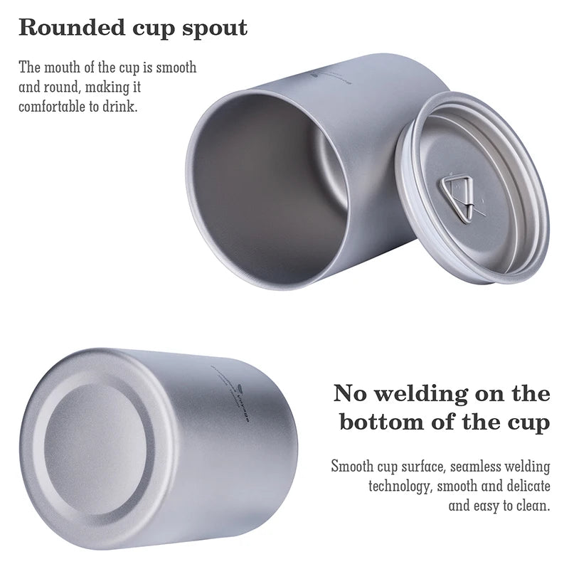 Boundless Voyage 350ml Titanium Cup with Lid Double Walled Mug Tea Coffee
