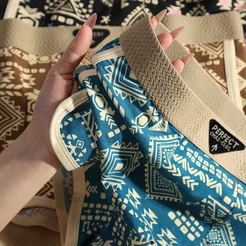 3-delige set herenondergoed Amerikaanse retro etnische stijl platte broek ademend