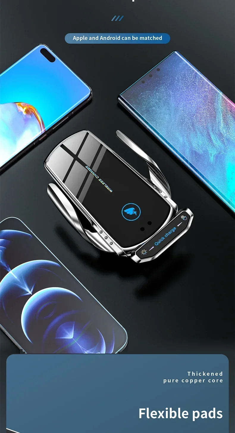 Draadloze oplader auto telefoonhouder standaard 15W snellaadstation voor iPhone