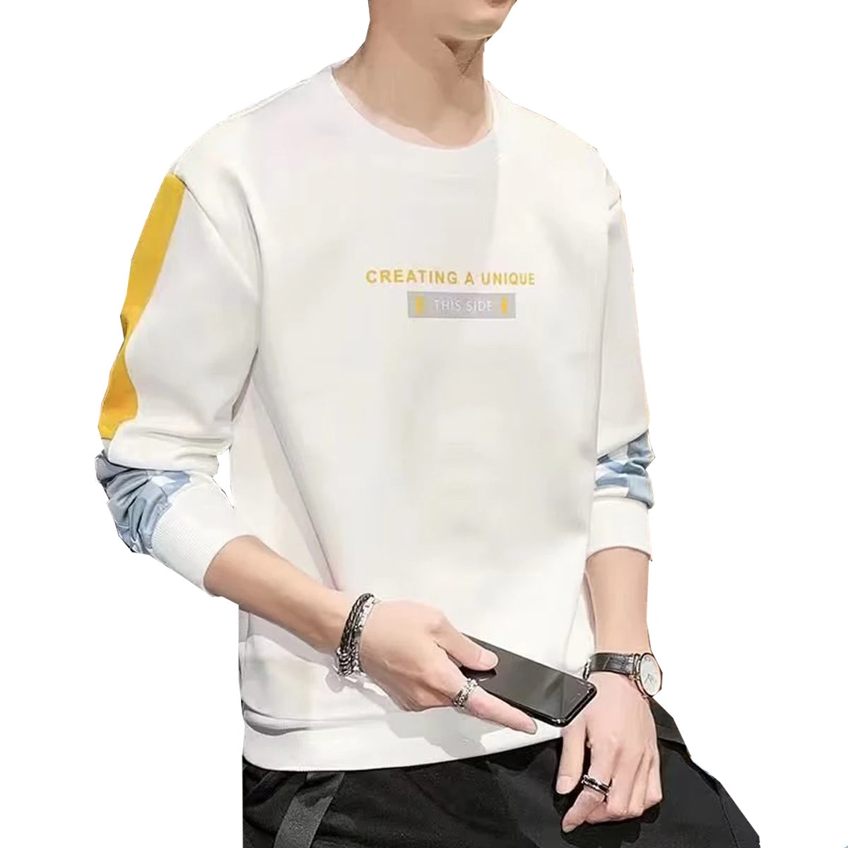 T shirt Men s Long Sleeved Round Neck With Letter Print Pattern Spring Autumn Suitable Shirt Couples