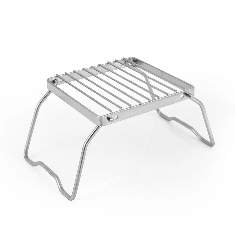 Outdoor Stainless Steel Camping Stove Holder Portable Folding Mini Barbecue Rack