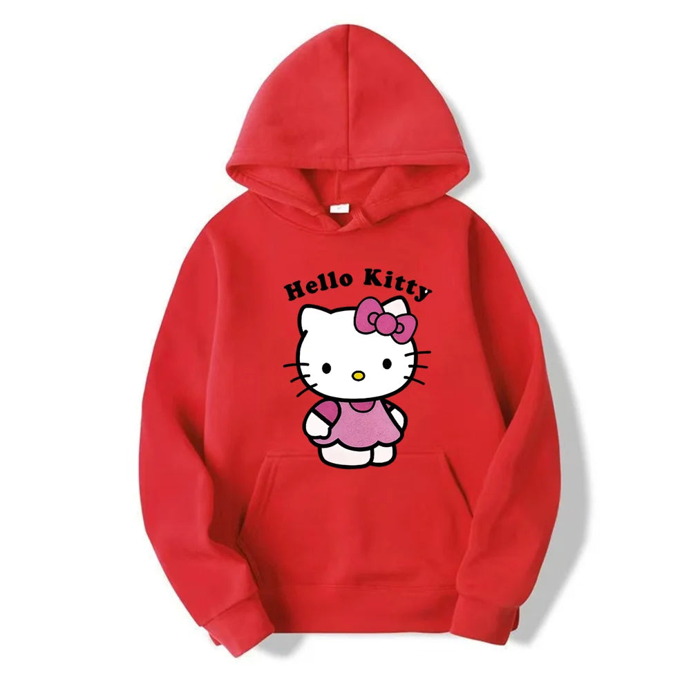 Prachtige Hello Kitty bedrukte hoodies voor dames, warme en comfortabele casual hoodies