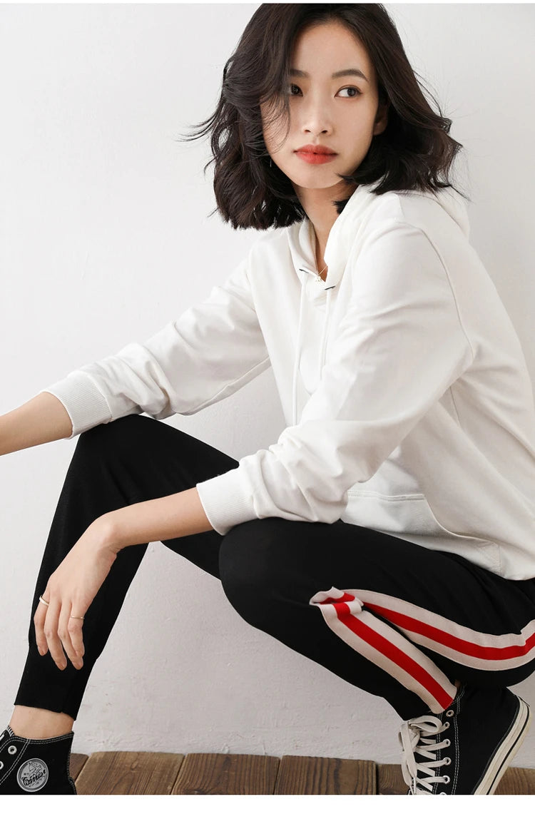 Dames Hoodies 100% Katoen Lente Herfst Losse Lange Mouwen Truien Effen