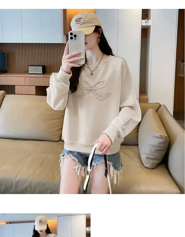 Dames Sweatshirt Los Groot Maat Ontwerp Eenvoudig Leeftijdsverminderend Afslankend Vleesbedekkende Trui Lang