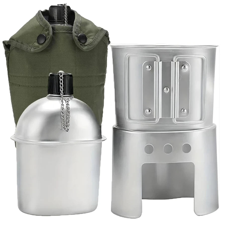 Outdoor Military Canteen Aluminum Alloy Canteen Multi Functional Water Bottle
