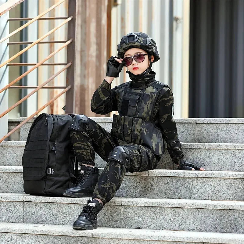 Tactical Military Uniform for Children s Day Camouflag Disguise Adult