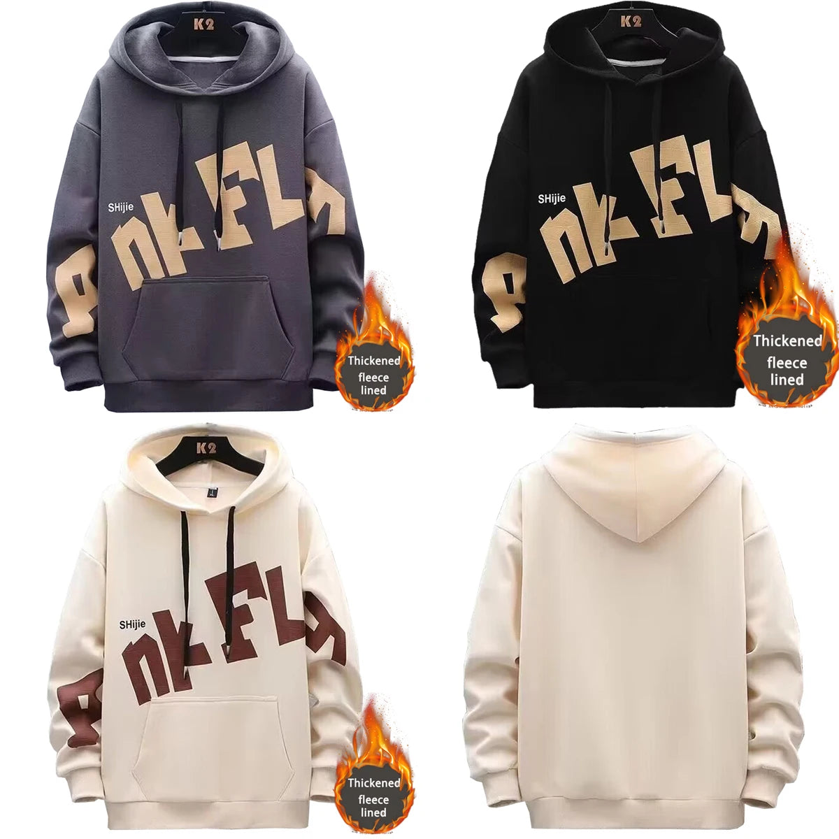 Men s Hooded Sweatshirt With Printed Pattern Thickened Fleece Hoodie Youth Autumn Winter Couple