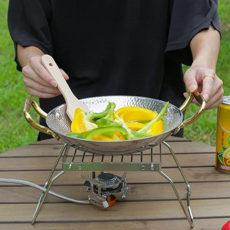 Outdoor Stainless Steel Camping Stove Holder Portable Folding Mini Barbecue Rack