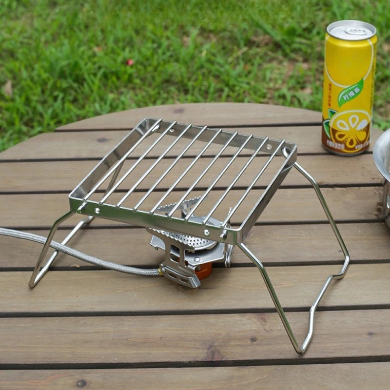 Outdoor Stainless Steel Camping Stove Holder Portable Folding Mini Barbecue Rack