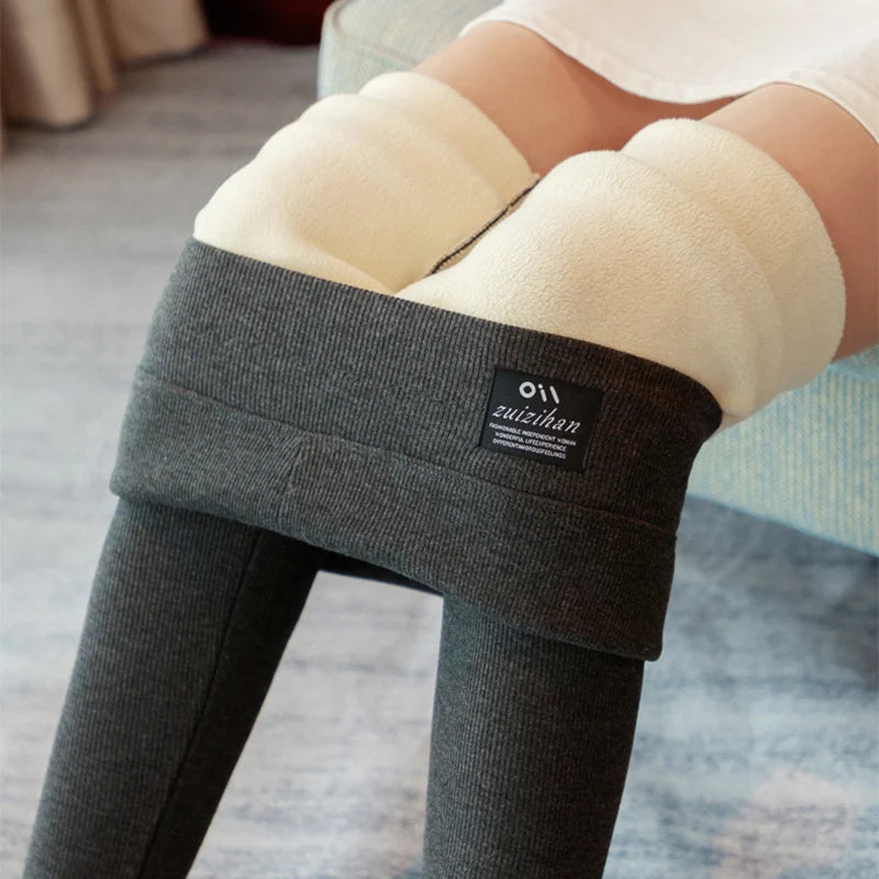 Winter Borduurwerk Warme Legging Dames Sexy Hoge Taille Geribbelde Legging Dames Hoge Taille