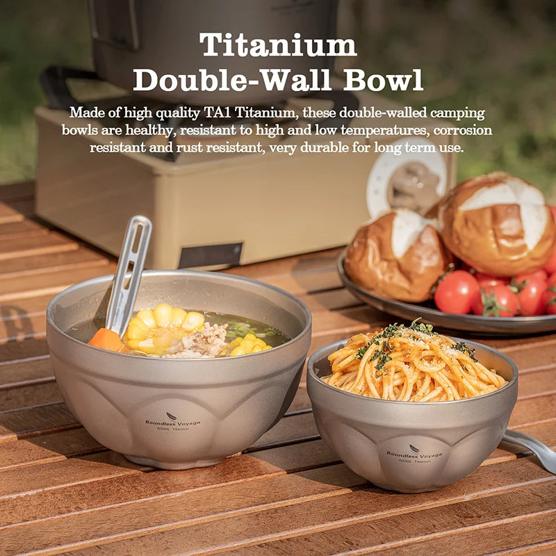 Boundless Voyage 500ml 800ml Titanium Double Wall Insulated Bowl Lightweight