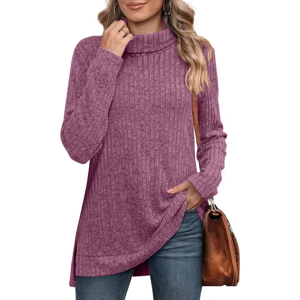 Effen herfst dames oversized coltrui truien lange mouwen