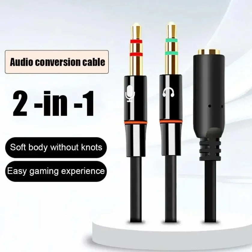 Hoofdtelefoon-microfoon-audioconverter-splitter voor computer 3,5 mm vrouwelijk naar