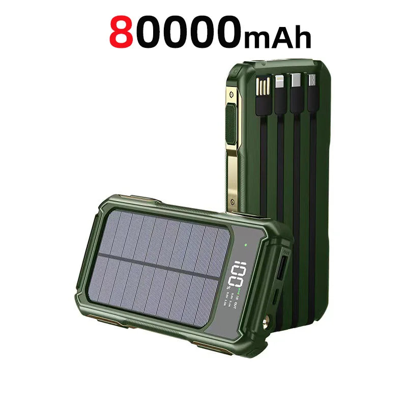 80000mAh Large Capacity Portable Outdoor Solar Mobile Power 4 in 1 Built in