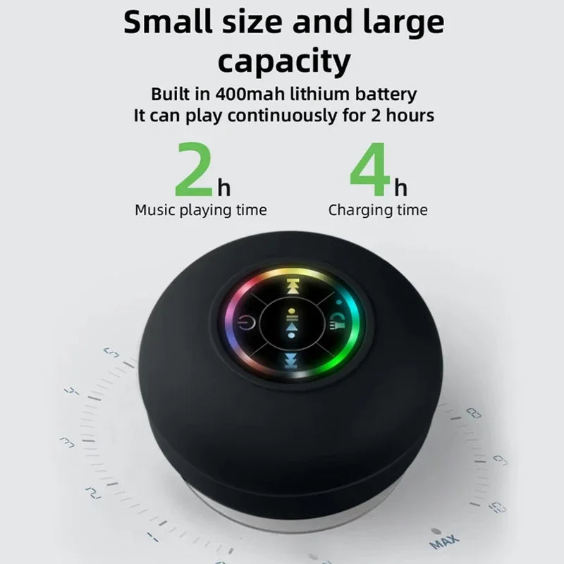 Mini draadloze Bluetooth-luidspreker met zuignap, waterdichte doucheluidspreker met LED