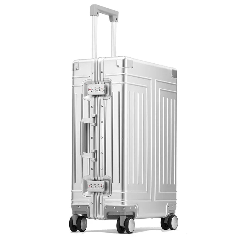 20 24 26 30 Inch Aluminum Trolley Suitcase Waterproof Metallic Cabin Luggage