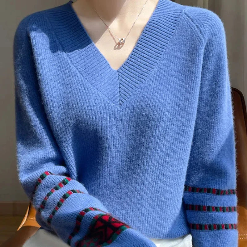 Женская одежда Осень Зима Однотонный пуловер с длинным рукавом