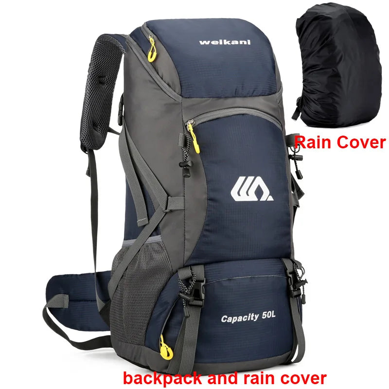50L Travel Backpack Camping Men Large Hiking Bag Tourist Rucksack Waterproof