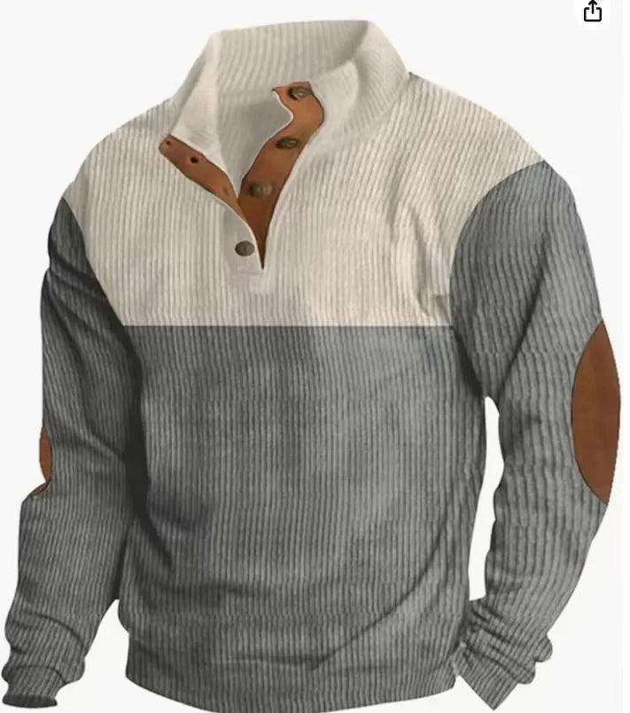 Men s Outdoor Jacket 3D Digital Print Casual Collar Long Sleeve Four Button Sweatshirt Loose Fit