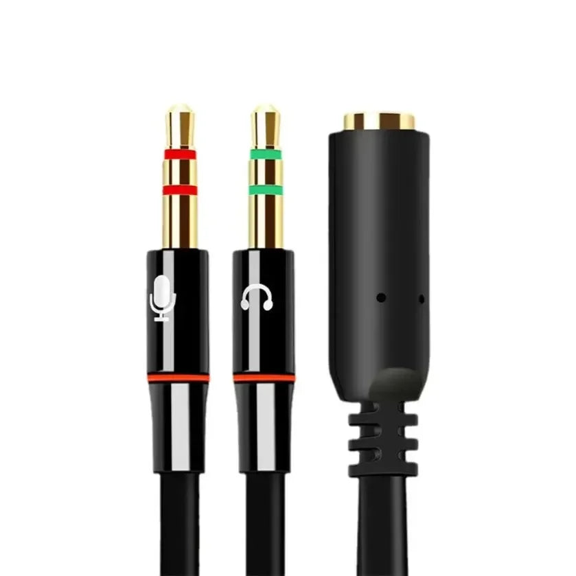 Hoofdtelefoon-microfoon-audioconverter-splitter voor computer 3,5 mm vrouwelijk naar