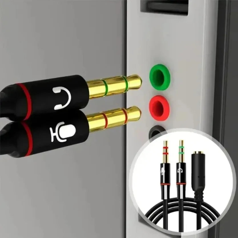 Hoofdtelefoon-microfoon-audioconverter-splitter voor computer 3,5 mm vrouwelijk naar