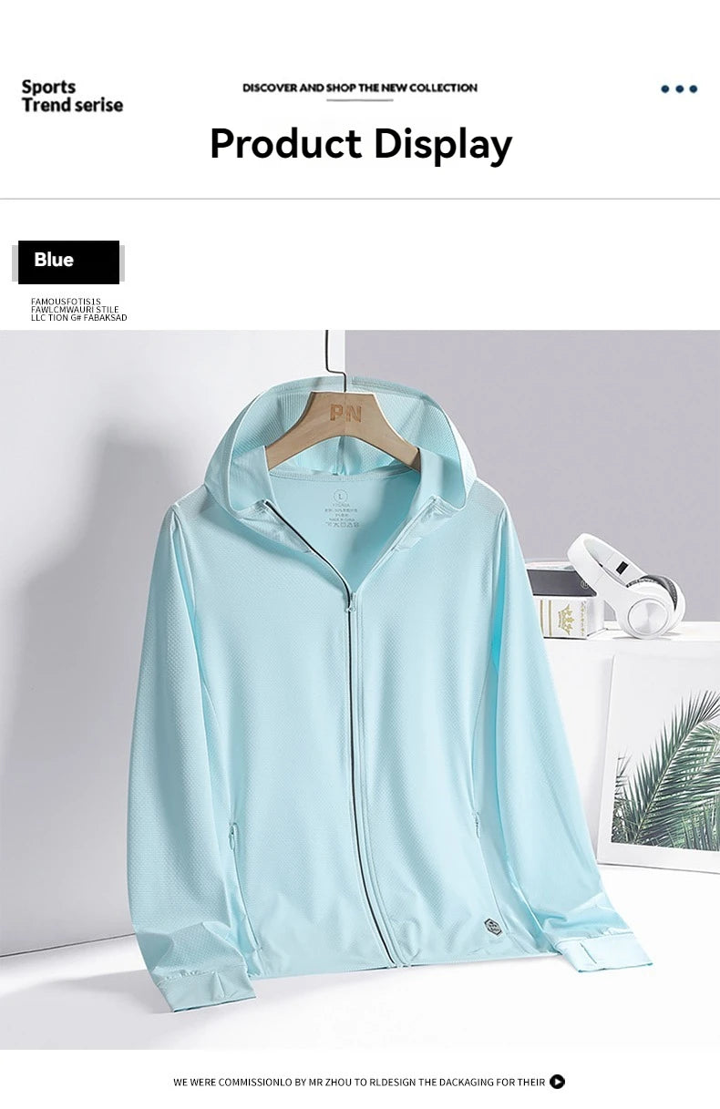 Ademende Ice Silk-zonnebrandkleding voor heren en dames, UV-bestendig, buitensporten