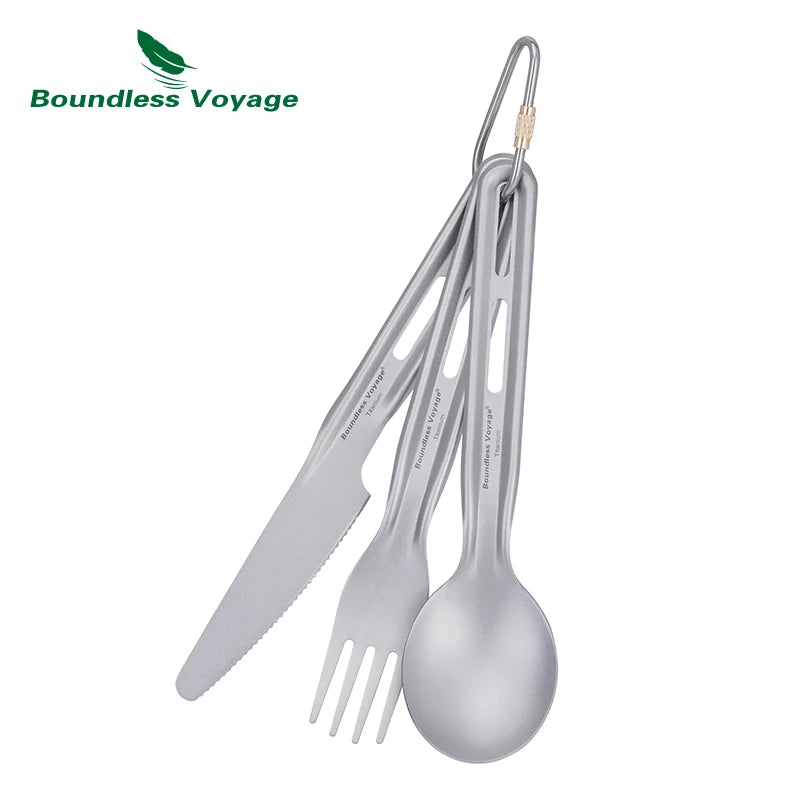 Boundless Voyage Camping Cutlery Set Titanium Knife Spoon Fork Chopsticks