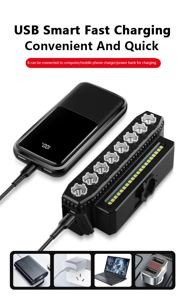 5 8 LED Fiets Koplamp USB Oplaadbaar 130dB Fietshoorn Gemakkelijk te gebruiken