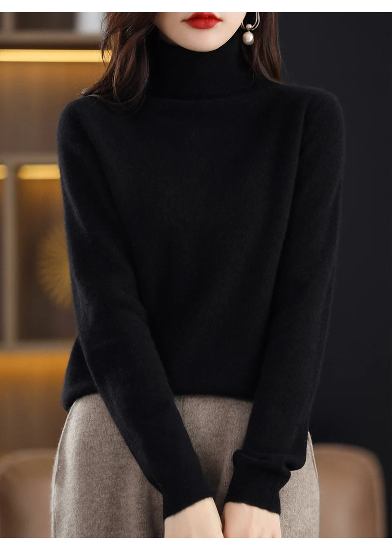 Женские кашемировые свитера с длинными рукавами, свободные женские водолазки, модные пуловеры