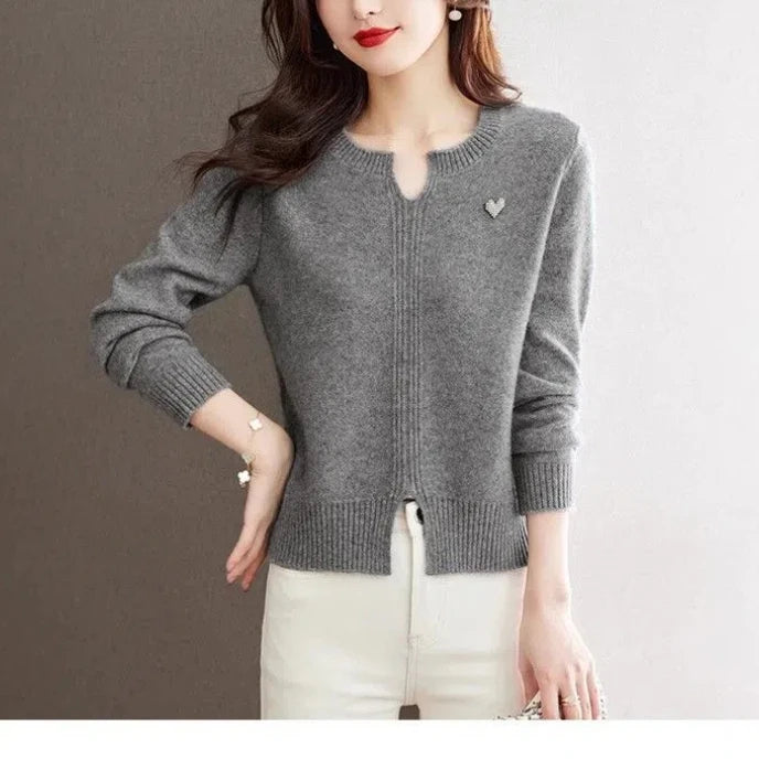 Kantoordames Dameskleding Herfst Winter O-hals Effen Kleur Trui Lang