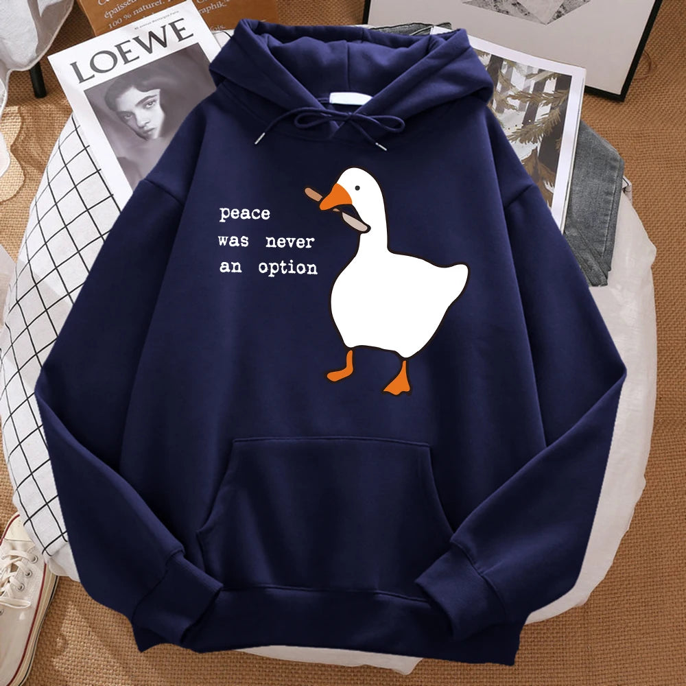 Peace Was Never An Option Printed Sweatshirt Men Street Oversize Autumn Hooded