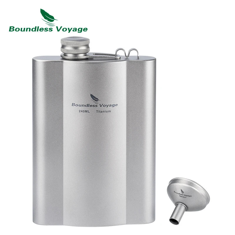 Фляжка Boundless Voyage Titanium Hip Flask 180 мл / 240 мл, ультралегкая, маленькая бутылка для ликера