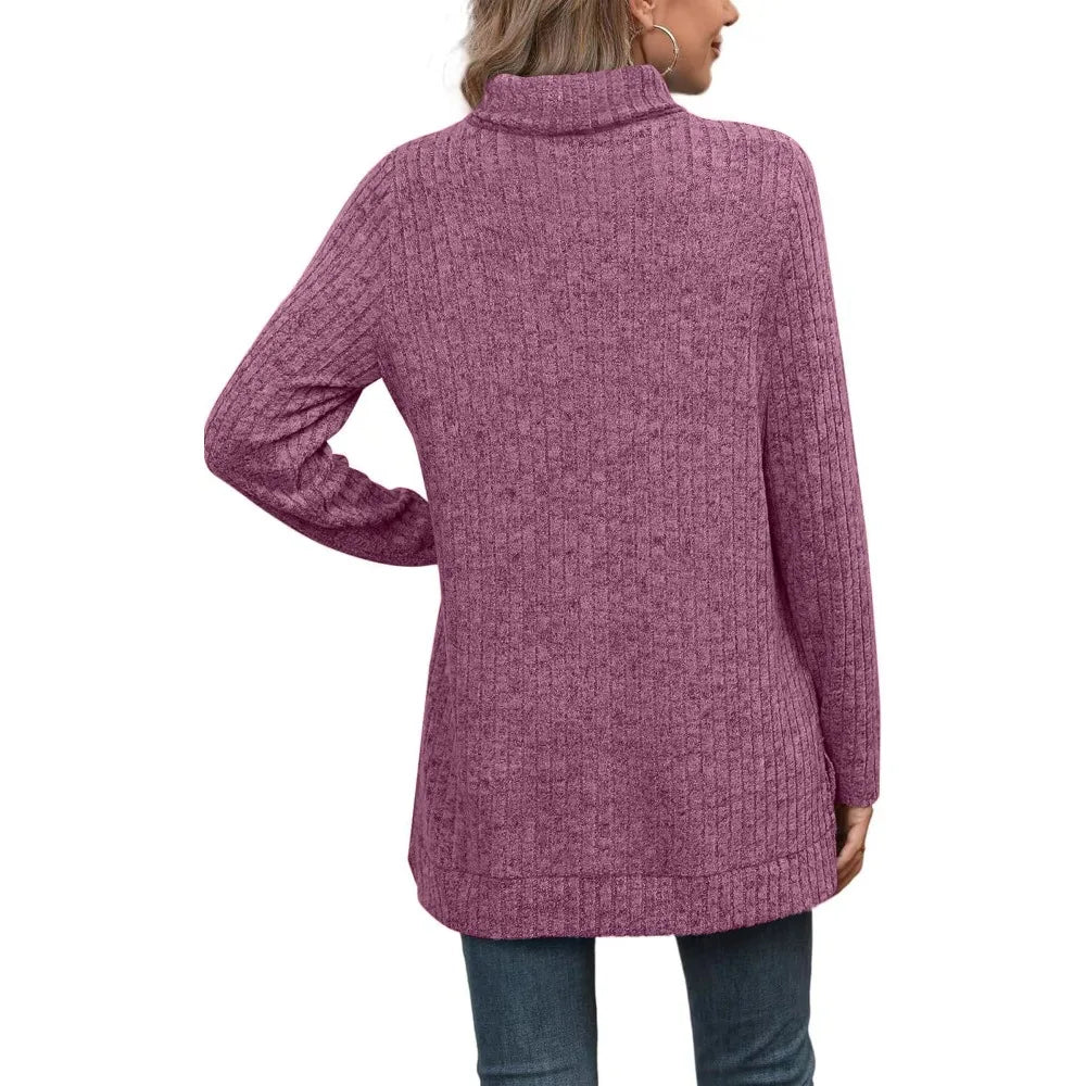 Effen herfst dames oversized coltrui truien lange mouwen