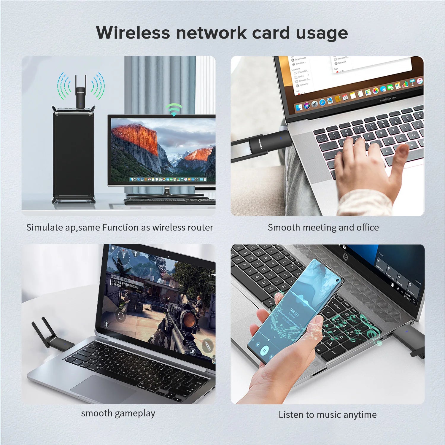 Comfast 1300Mbps USB Wifi-adapter Dual Band 2.4g 5.8g Ethernet Wi-Fi Dongle