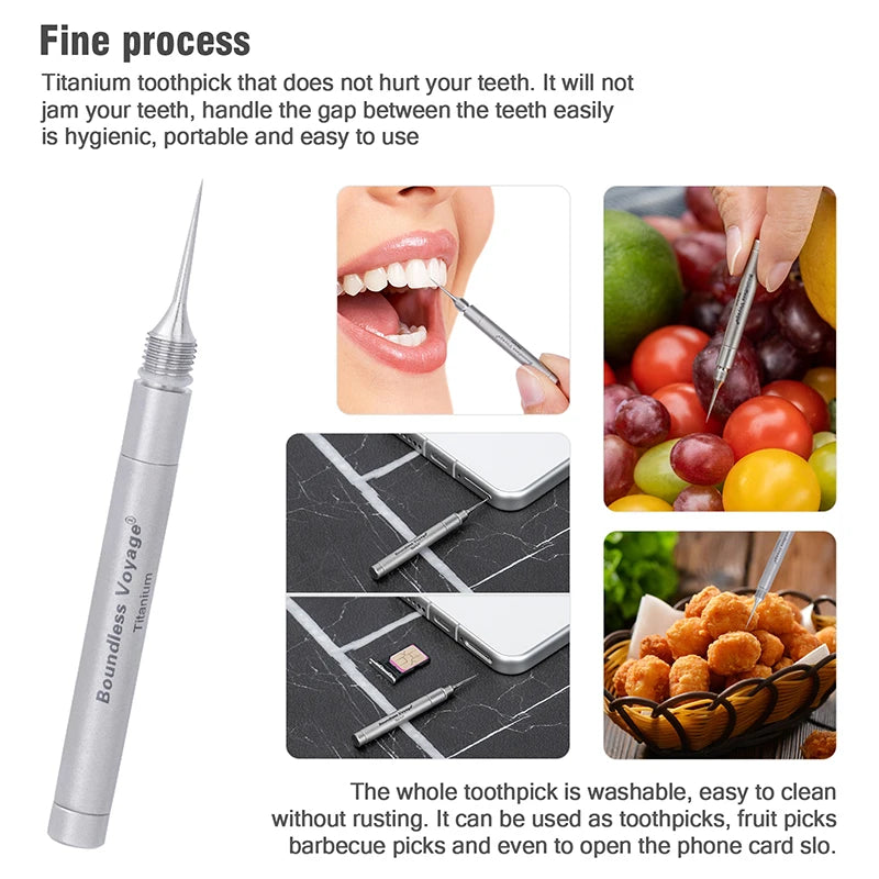 Boundless Voyage Portable Mini Titanium Toothpicks Holder Ear Wax Removal