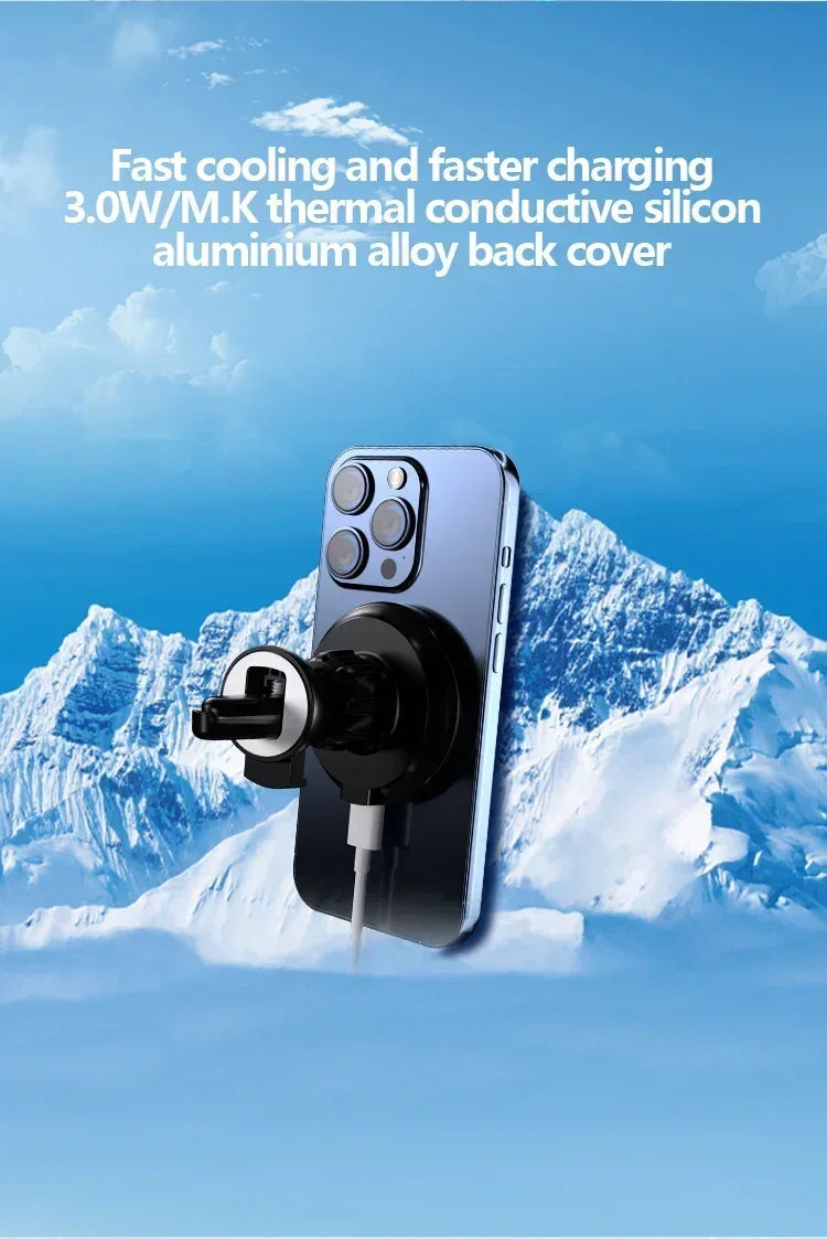 Magnetische auto mobiele telefoonhouder, draadloze oplader voor iPhone 15, 14, 13 en 12