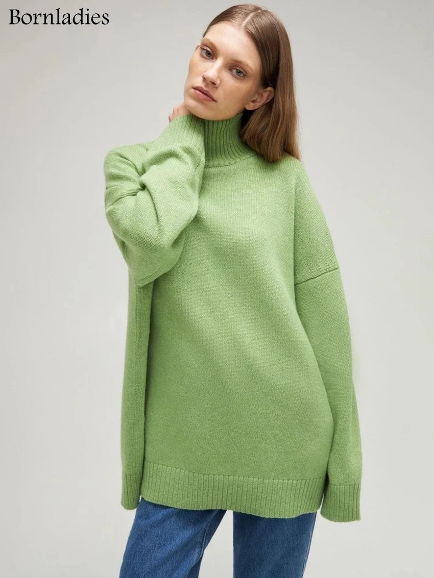 Bornladies Dames Turtleneck Trui Herfst Dikke Warme Trui Tops Winter