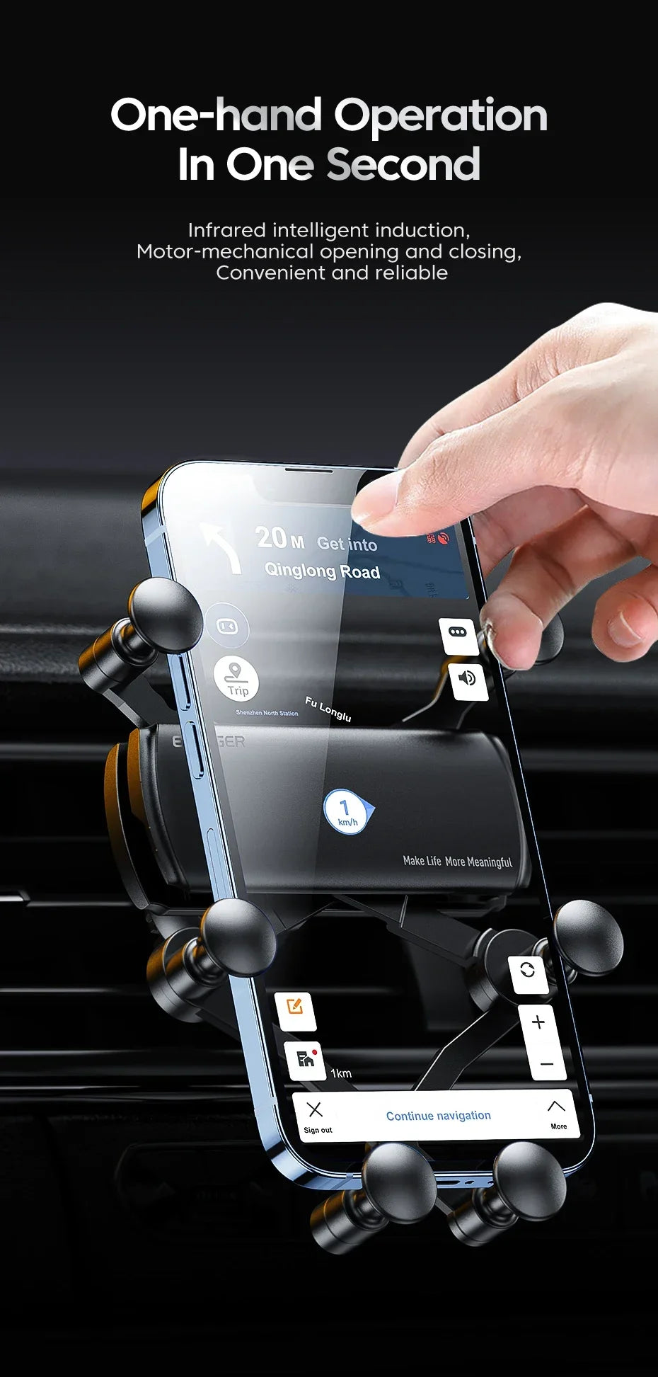 Universele 6-punts stevige opvouwbare autotelefoonhouder Gravity autohouder voor telefoon in