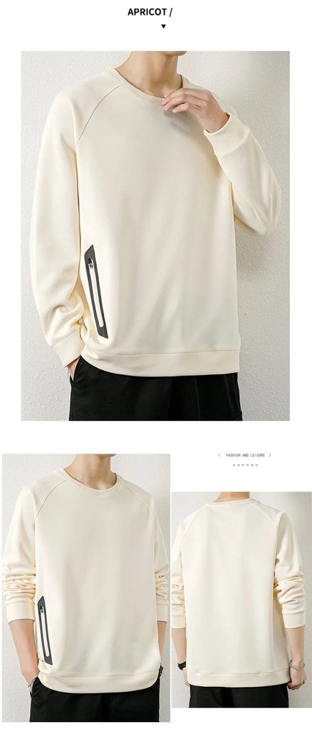 Spring and Autumn Fashion Korean Edition Solid Round Neck Loose Versatile and