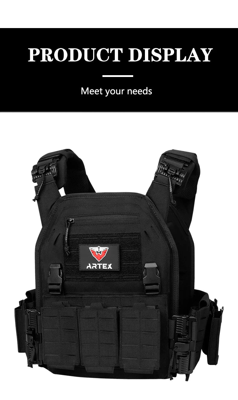 Tactical Plate Carrier Quick Release Fast Adjust Cummerbund Laser Cut Vest