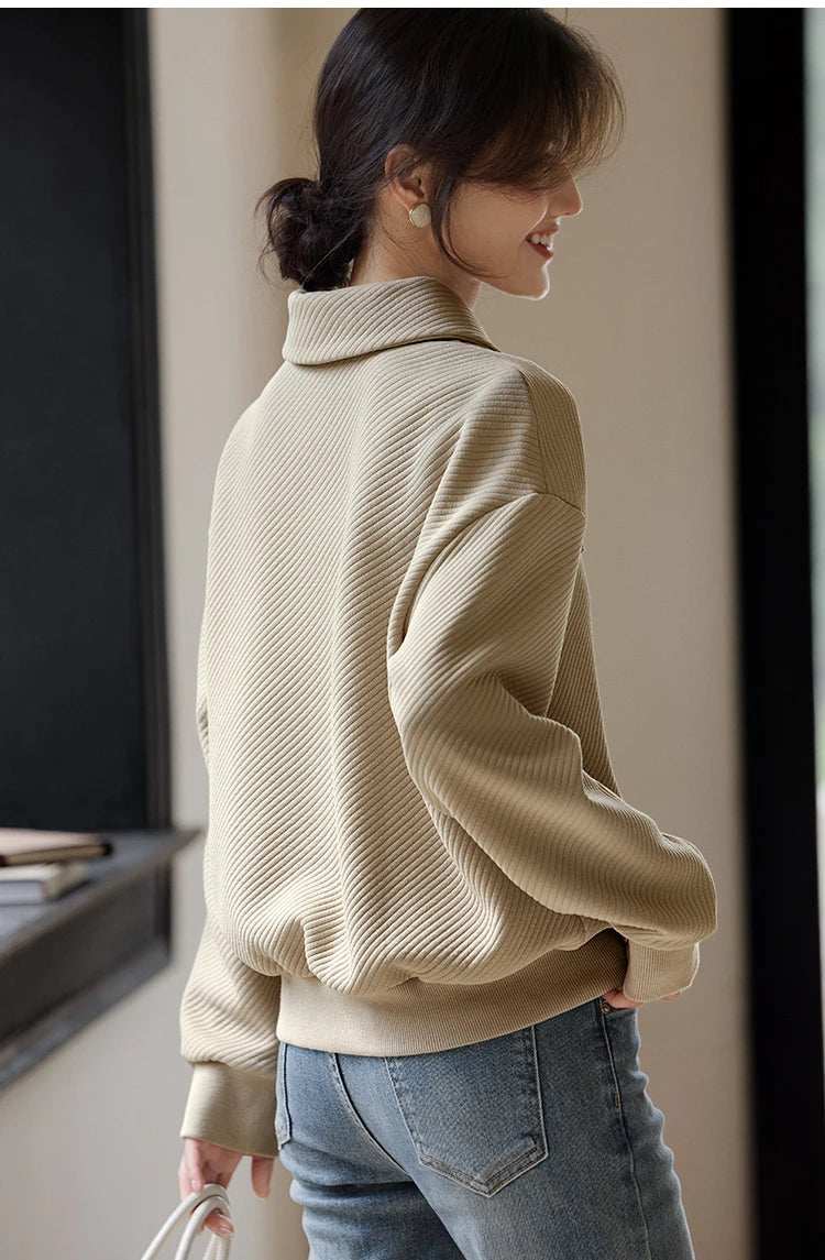 Herfst Winter Trui Voor Dames Effen Veelzijdige Verdikte Trui Losse Casual