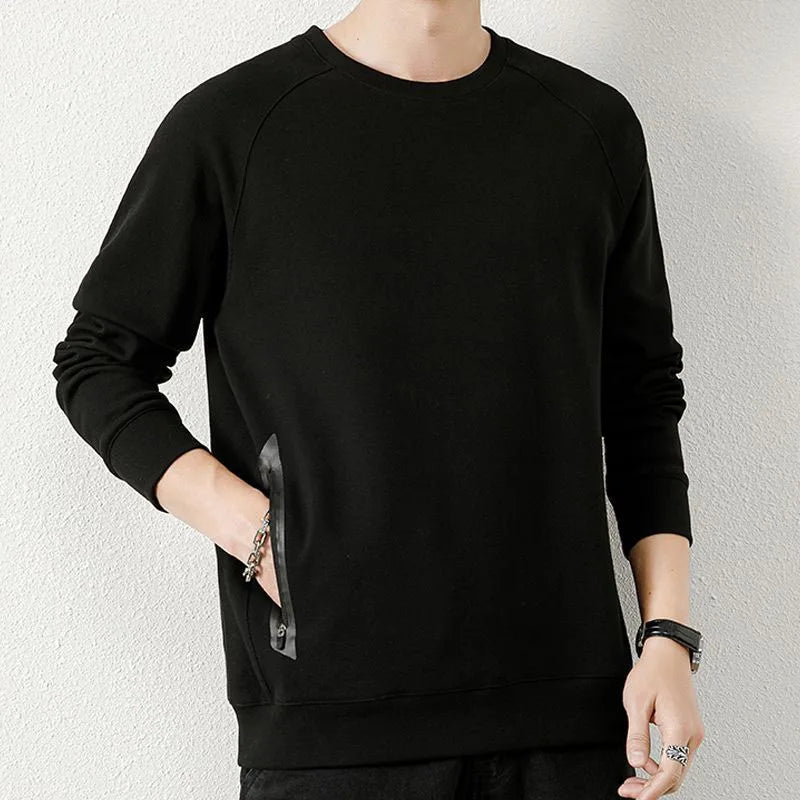 Spring and Autumn Fashion Korean Edition Solid Round Neck Loose Versatile and