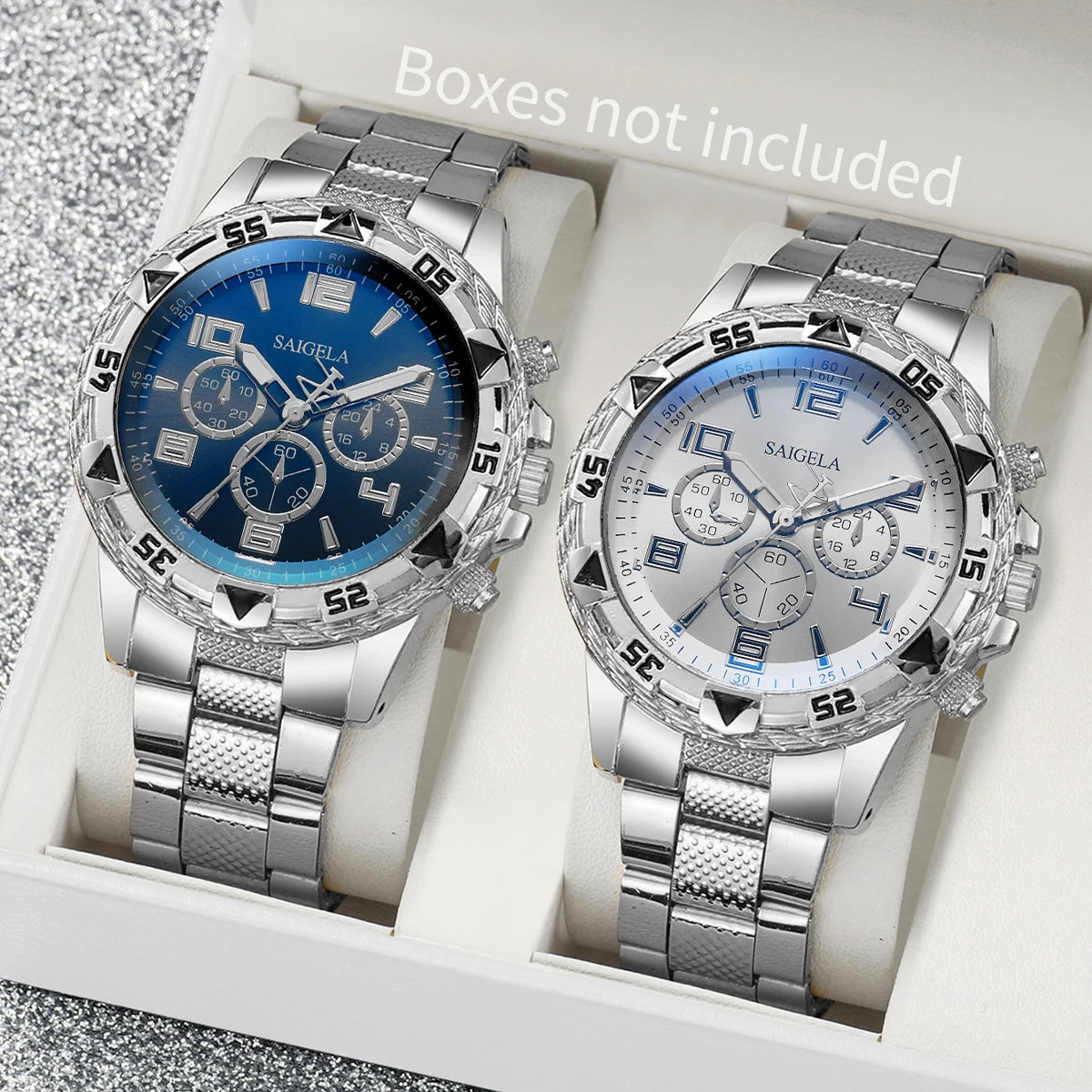 2pcs set Men Business Watches Fashion Arabic Dial Steel Band Male s Quartz Watch