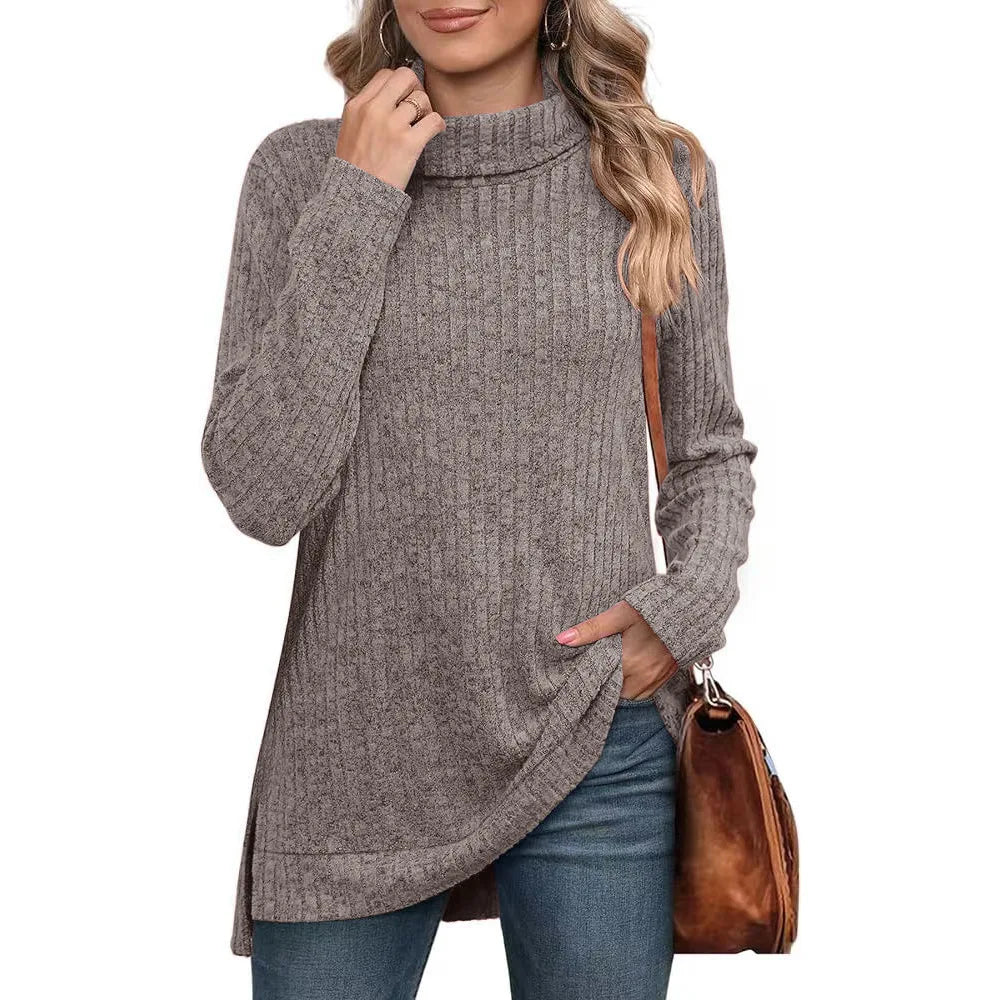 Effen herfst dames oversized coltrui truien lange mouwen