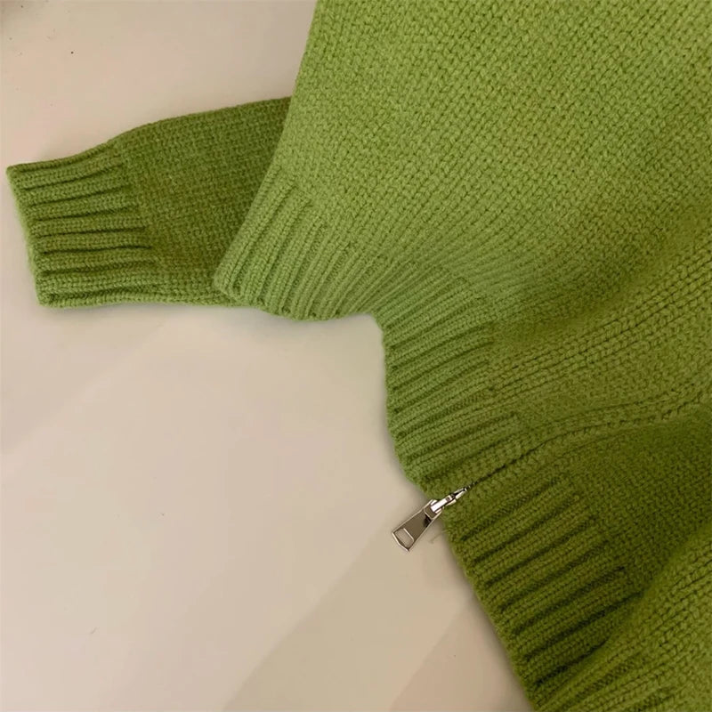 Heliar Dames Effen Rits Gebreide Cardigan Truien Casual Breiwerk Jas Lang