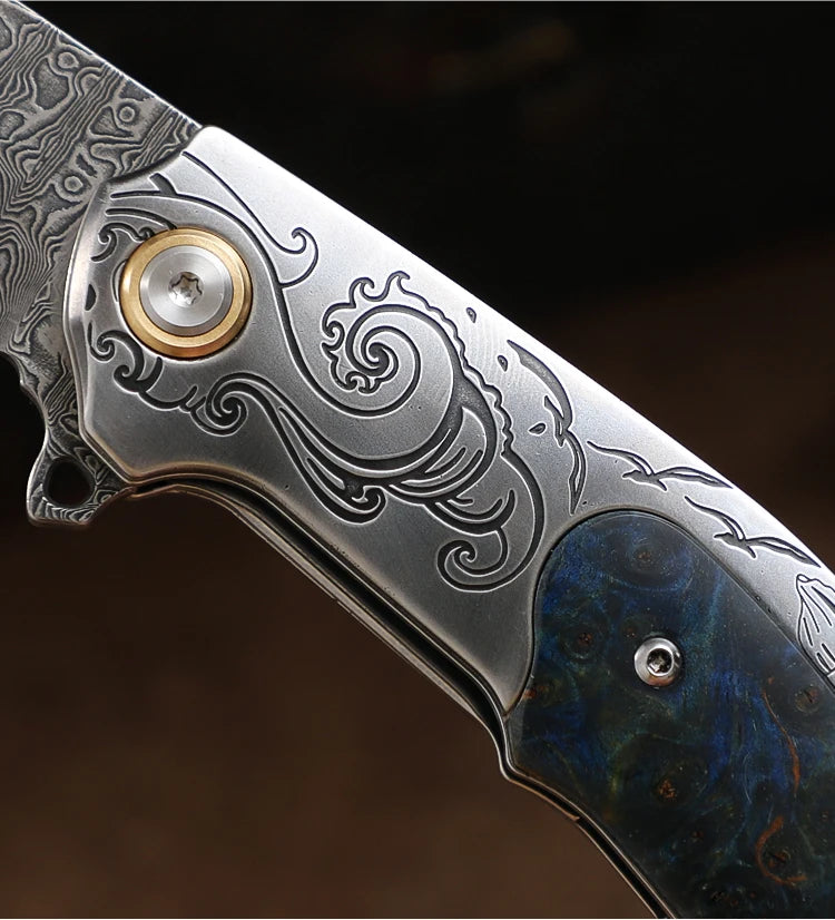 Handmade Damascus Steel Pocket Knife, Men s and Women s Folding Knife, Outdoor